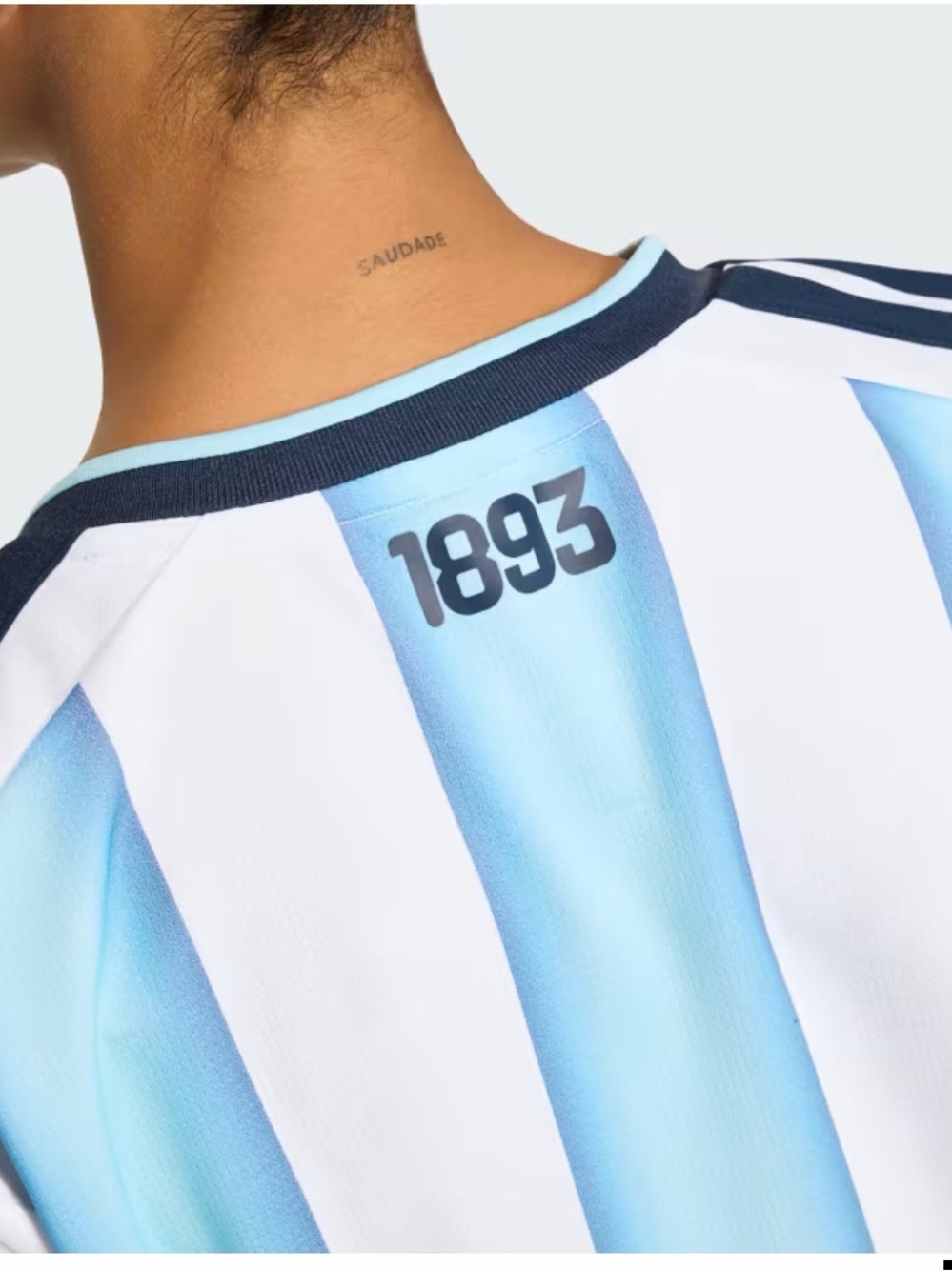 adidas Argentina Cropped Jersey in Sky Blue & White with Gold Accents - Picture 5 of 5